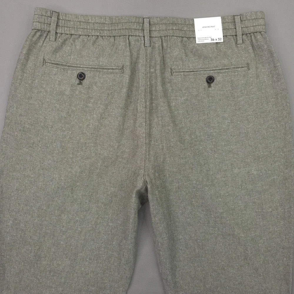 Banana Republic Pants Men 36x29 Green Linen Cotton Athletic Tapered Chino Casual